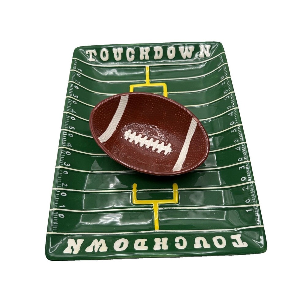 Boston Warehouse Touchdown Football Chip Dip Set Game Day Tailgate Decor